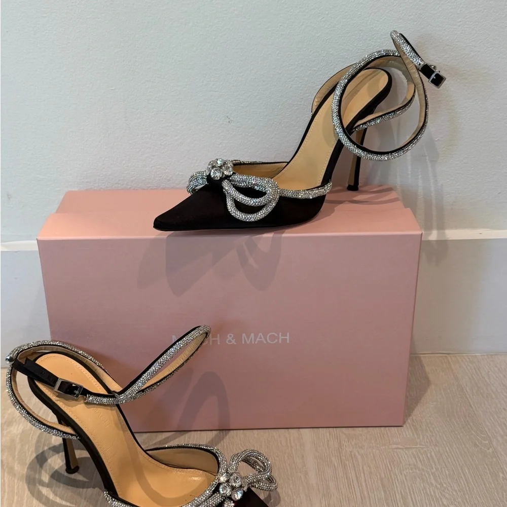 MACH & MACH Double Bow Satin Heels - Picture 4 of 12